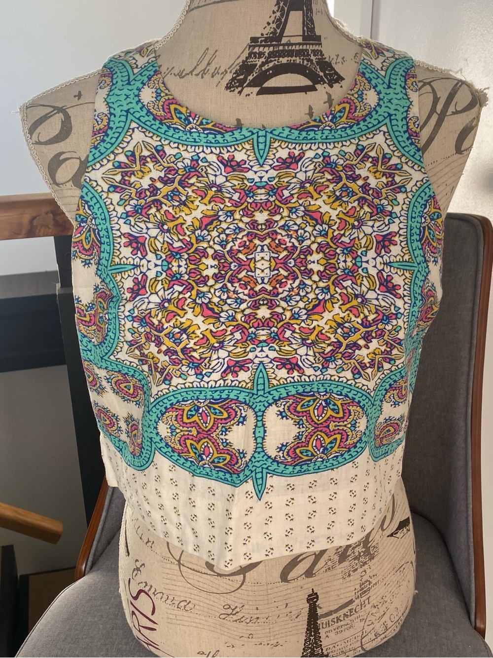 Maeve Multicolor Printed Tank Top with Turquoise Accents